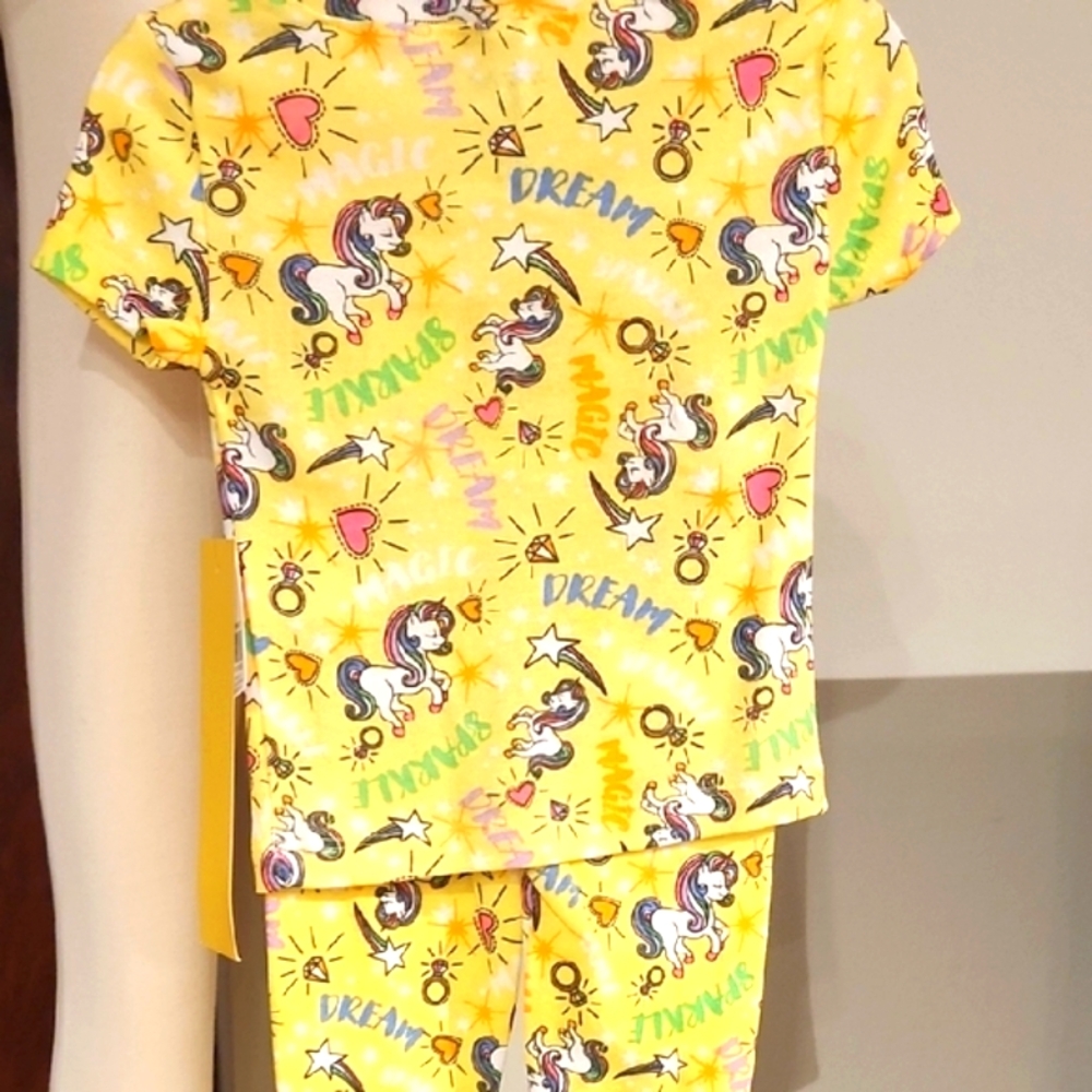 Kidgets Yellow 2pc Unicorn Kids Pajama Set - Picture 6 of 7